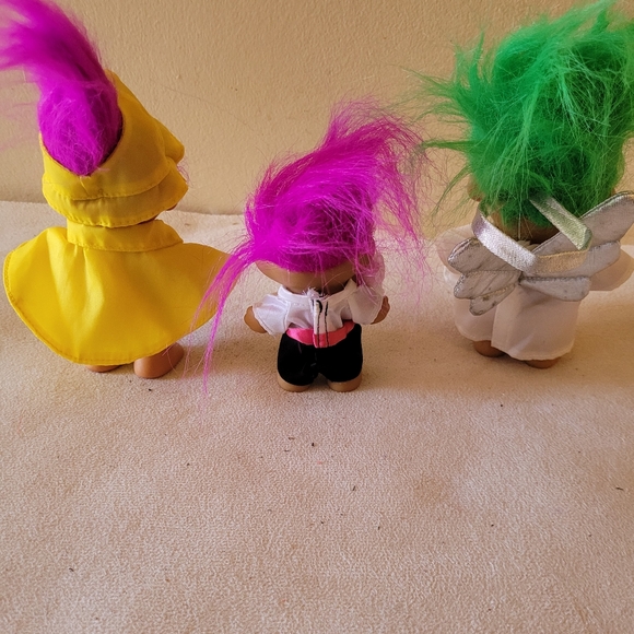 VINTAGE RUSS Lots of 3 Rain Coat & Angel Troll Doll 1990’s Great Condition - Picture 3 of 4